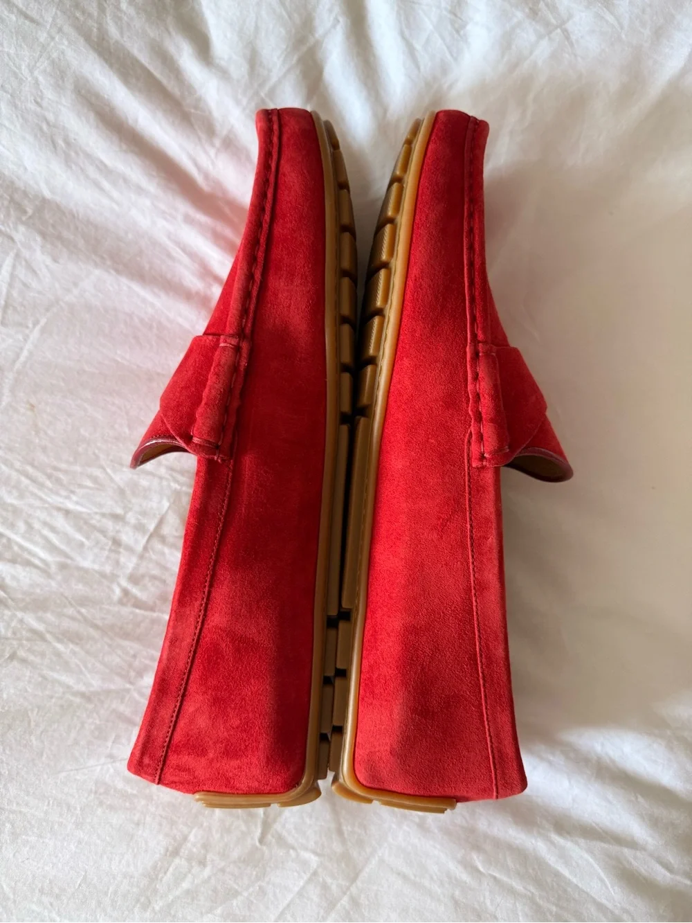 Gucci Red Suede Penny Loafers for Men